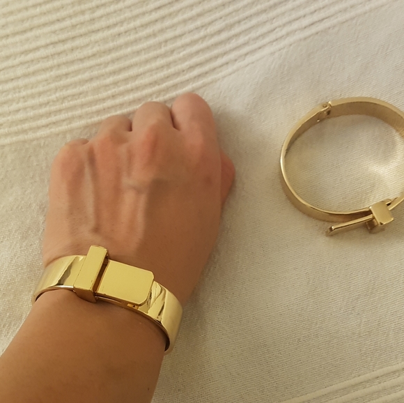 BCBG Gold Cuffs / Bracelets (Matching Pair) - Adjustable with Hinges - Picture 5 of 13